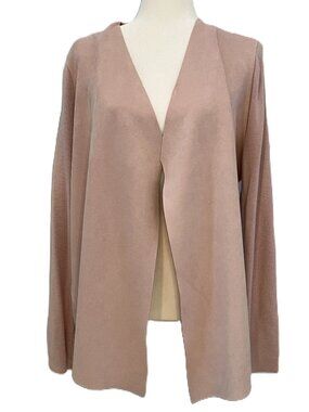 T TAHARI | Pink Faux Suede Drape Sweater